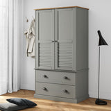 Garde-robe VIGO gris 90x55x176 cm bois massif de pin