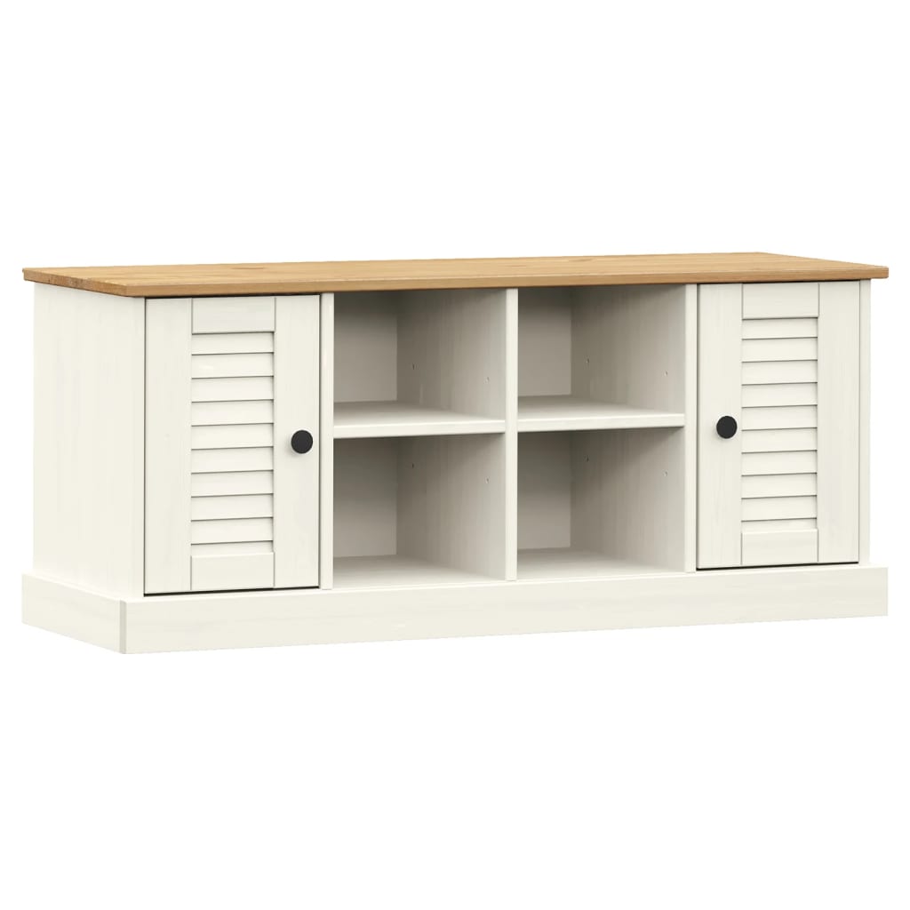 Banc à chaussures VIGO blanc 106x35x45 cm bois massif de pin