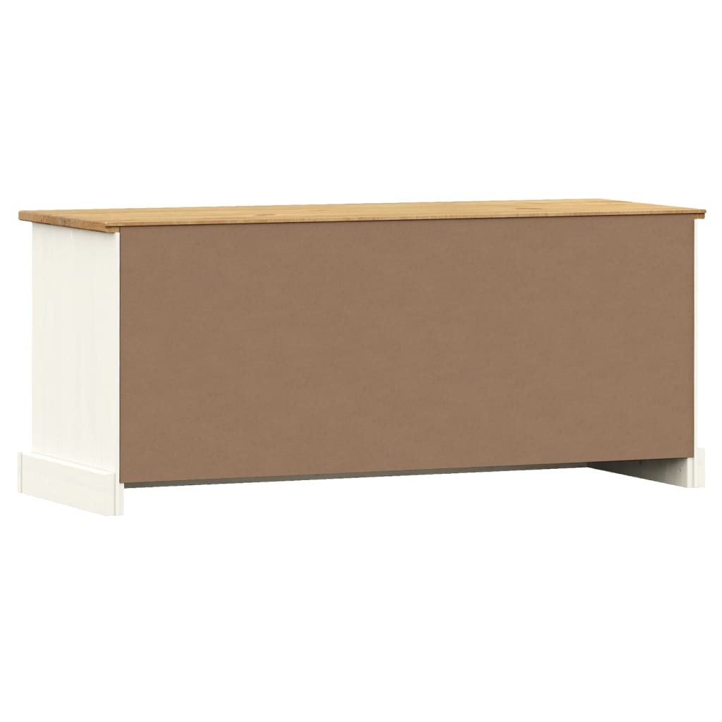 Banc à chaussures VIGO blanc 106x35x45 cm bois massif de pin