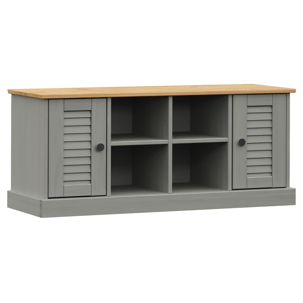 Banc à chaussures VIGO gris 106x35x45 cm bois massif de pin