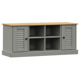 Banc à chaussures VIGO gris 106x35x45 cm bois massif de pin