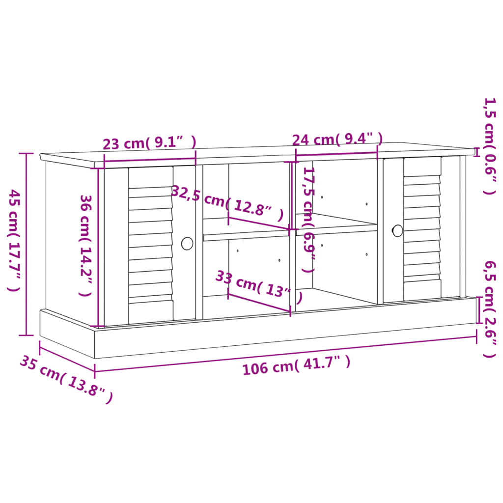 Banc à chaussures VIGO gris 106x35x45 cm bois massif de pin