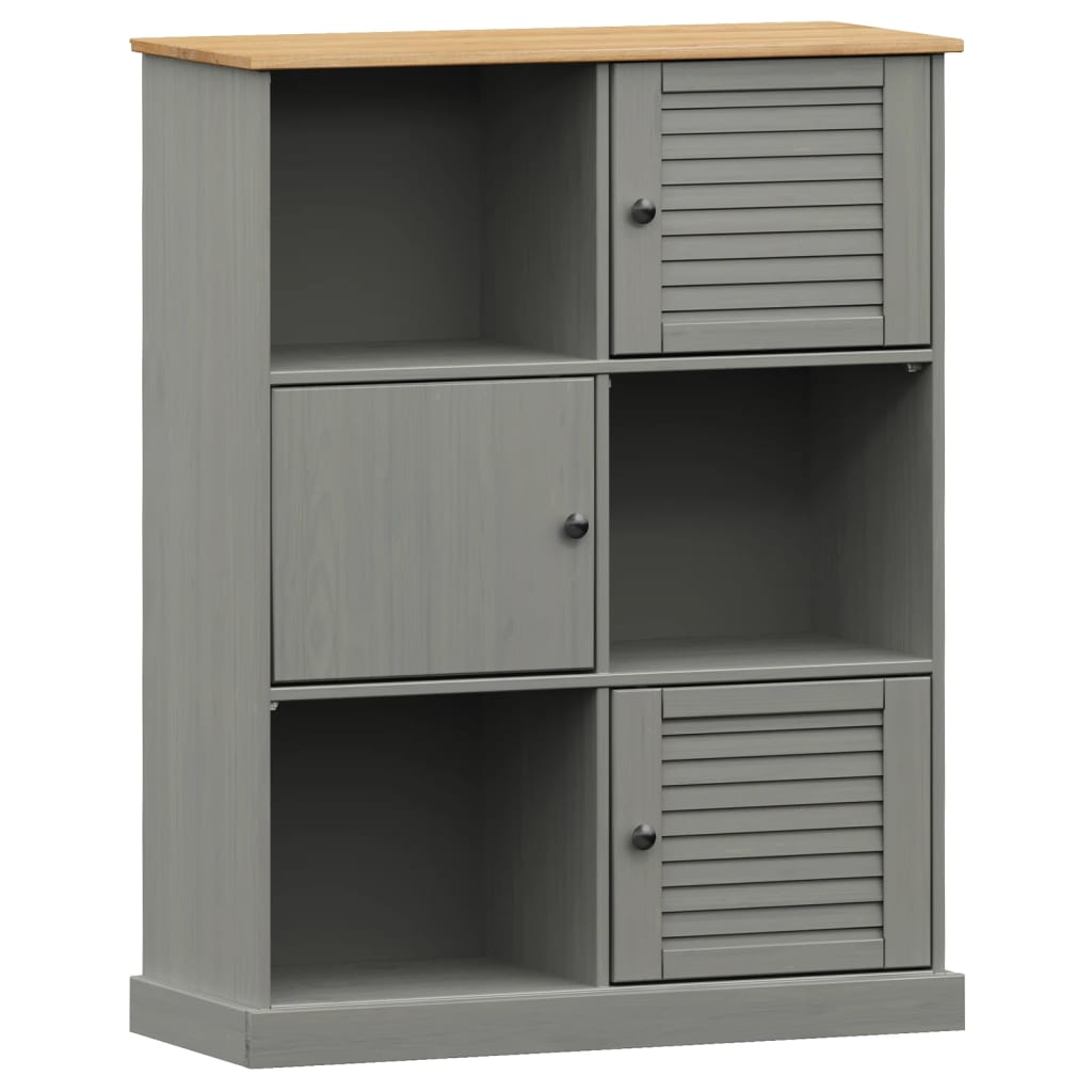 Bibliothèque VIGO gris 90x35x114,5 cm bois massif de pin