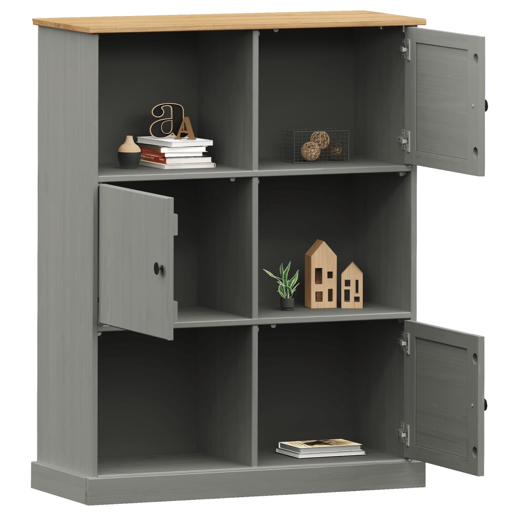 Bibliothèque VIGO gris 90x35x114,5 cm bois massif de pin