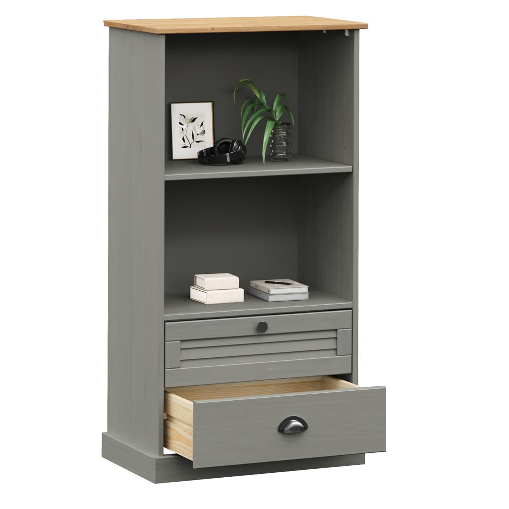 Bibliothèque VIGO gris 60x35x114,5 cm bois massif de pin