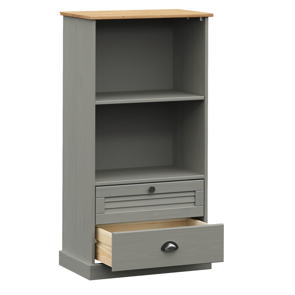 Bibliothèque VIGO gris 60x35x114,5 cm bois massif de pin