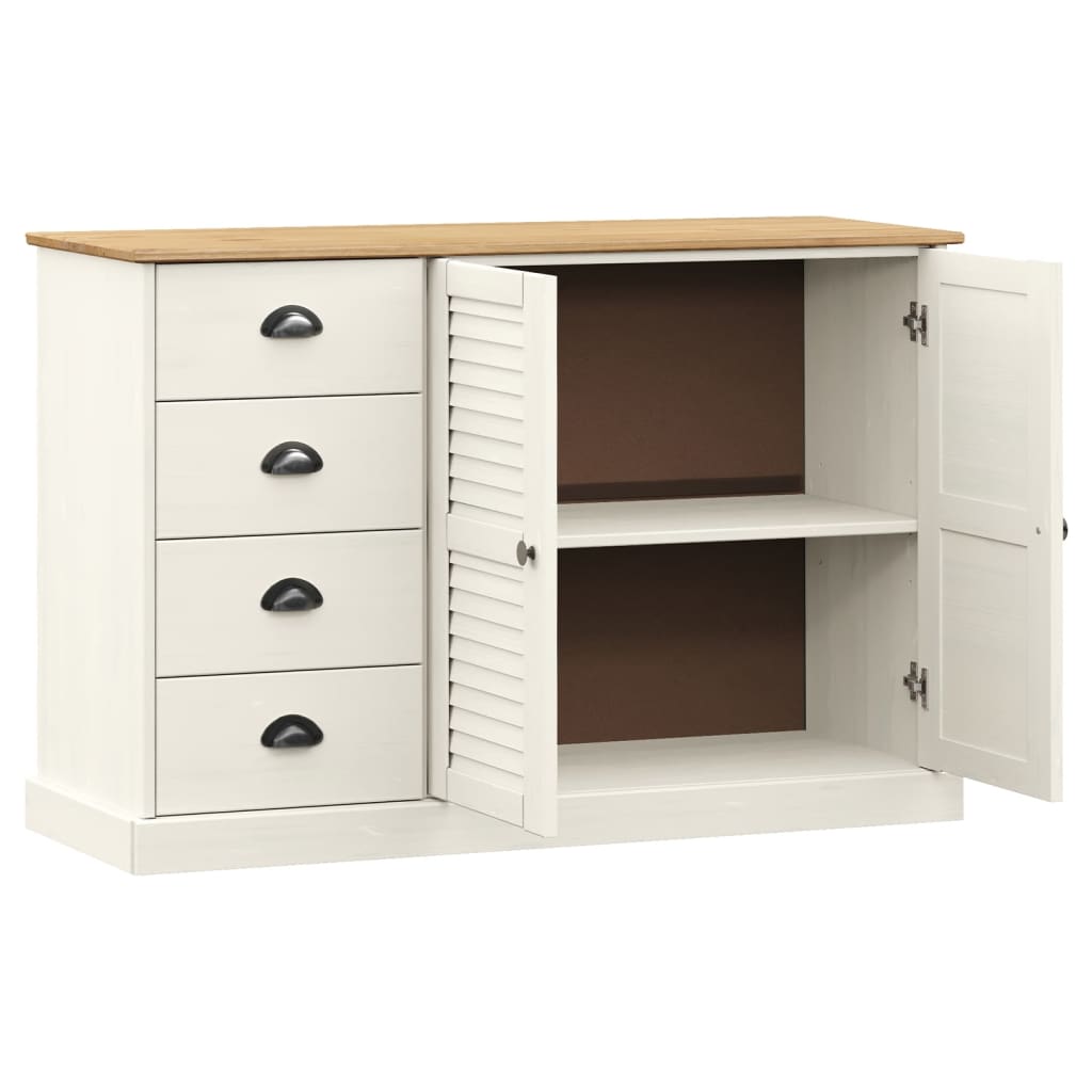 Buffet avec tiroirs VIGO 113x40x75 cm blanc bois massif de pin