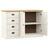 Buffet avec tiroirs VIGO 113x40x75 cm blanc bois massif de pin