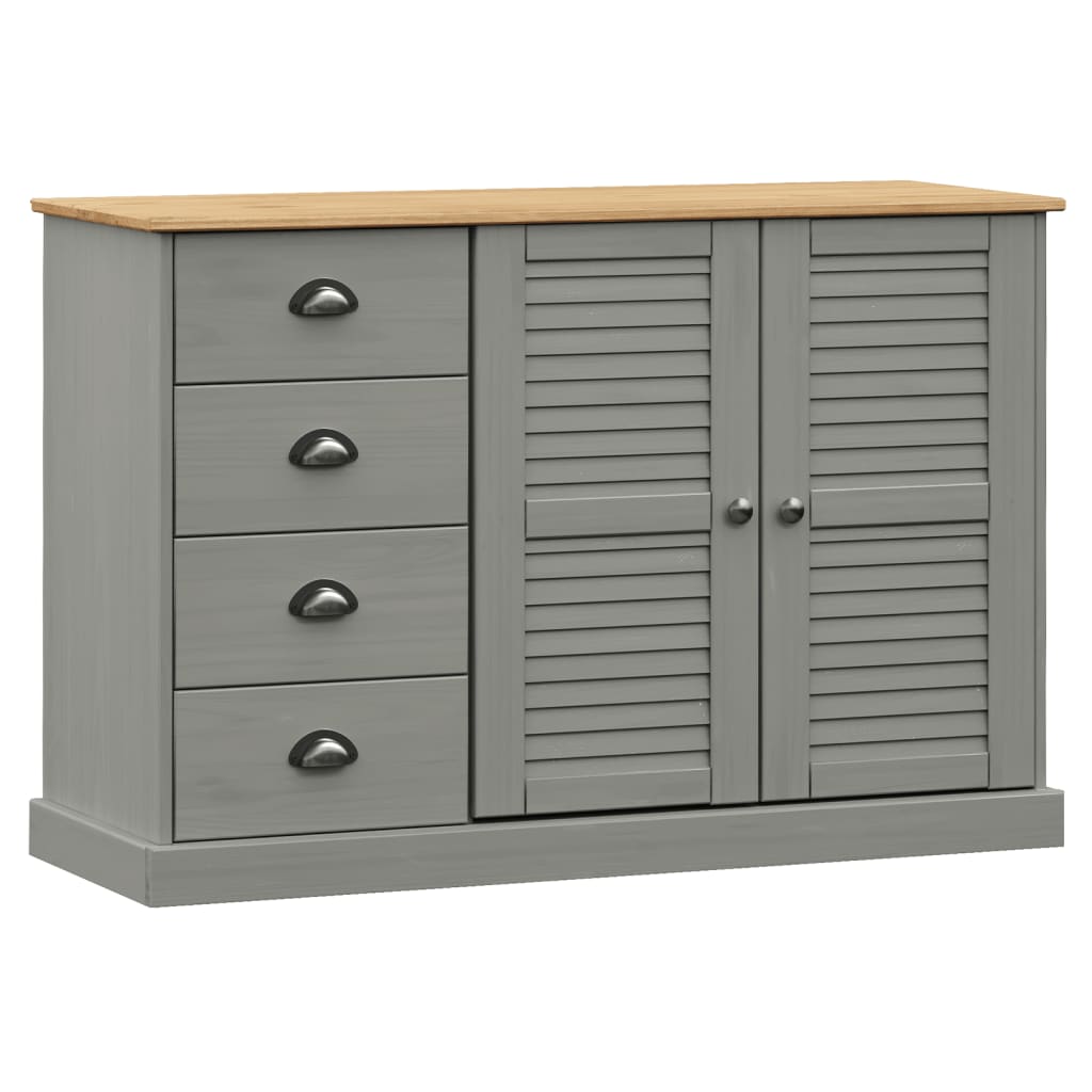 Buffet avec tiroirs VIGO 113x40x75 cm gris bois massif de pin