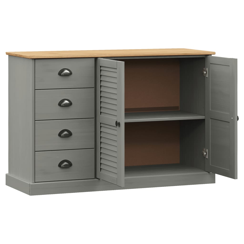 Buffet avec tiroirs VIGO 113x40x75 cm gris bois massif de pin