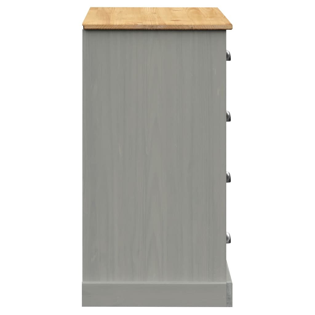 Buffet avec tiroirs VIGO 113x40x75 cm gris bois massif de pin