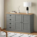 Buffet avec tiroirs VIGO 113x40x75 cm gris bois massif de pin