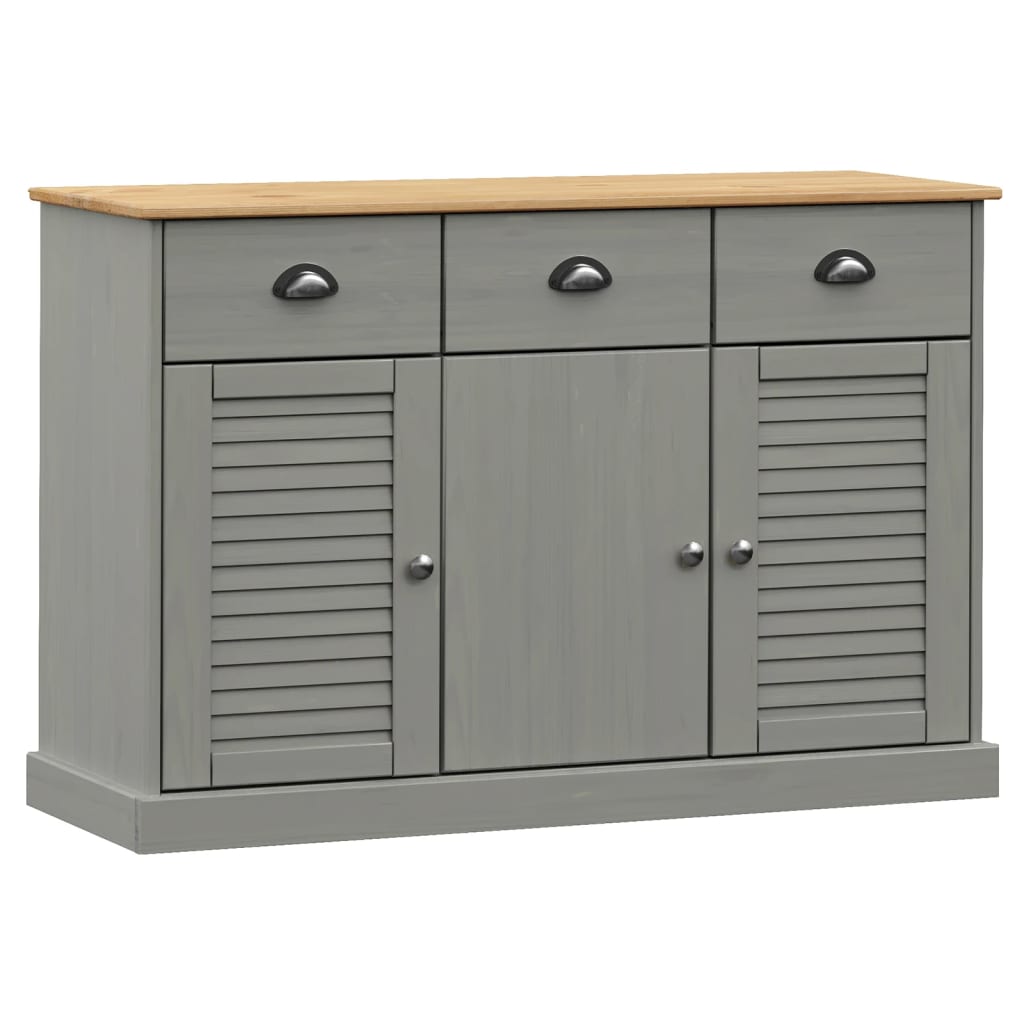 Buffet avec tiroirs VIGO 113x40x75 cm gris bois massif de pin