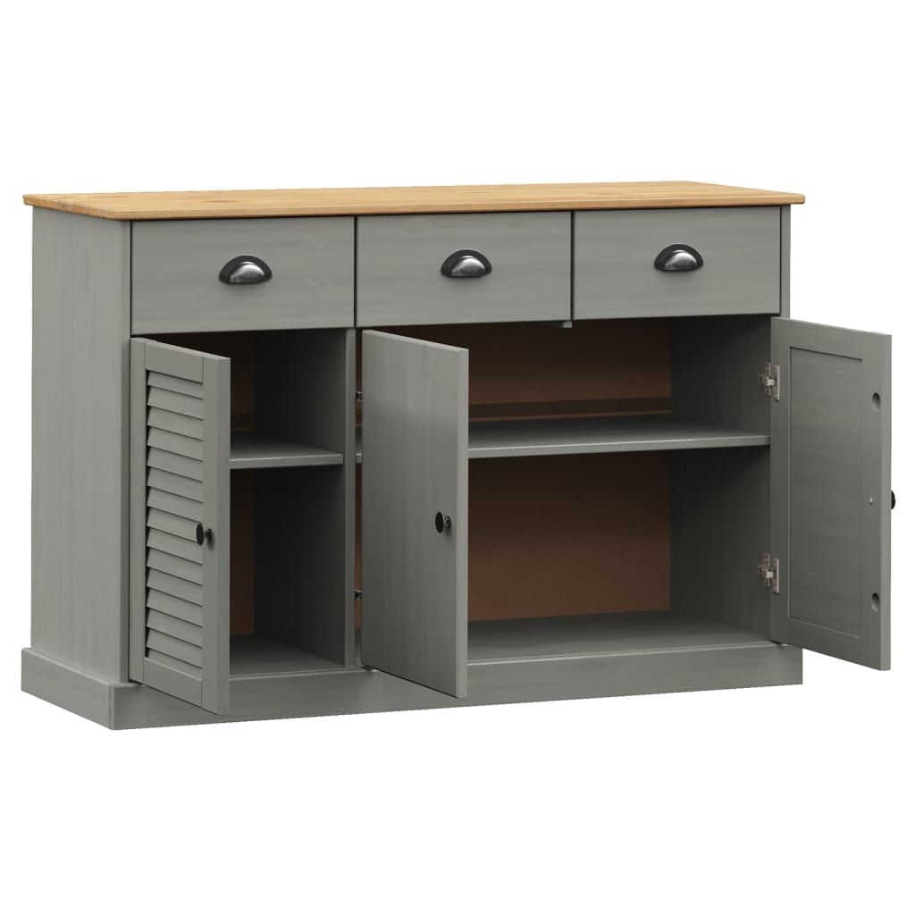 Buffet avec tiroirs VIGO 113x40x75 cm gris bois massif de pin