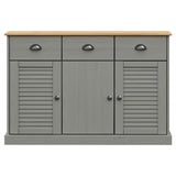 Buffet avec tiroirs VIGO 113x40x75 cm gris bois massif de pin