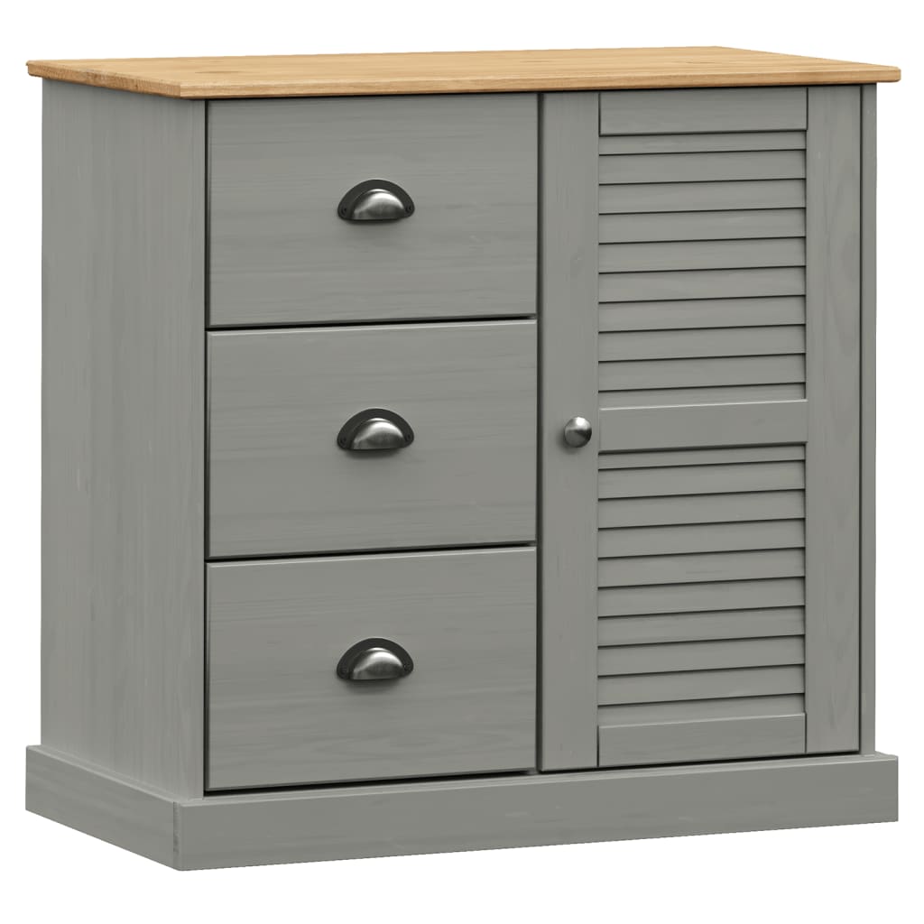 Buffet avec tiroirs VIGO 78x40x75 cm gris bois massif de pin