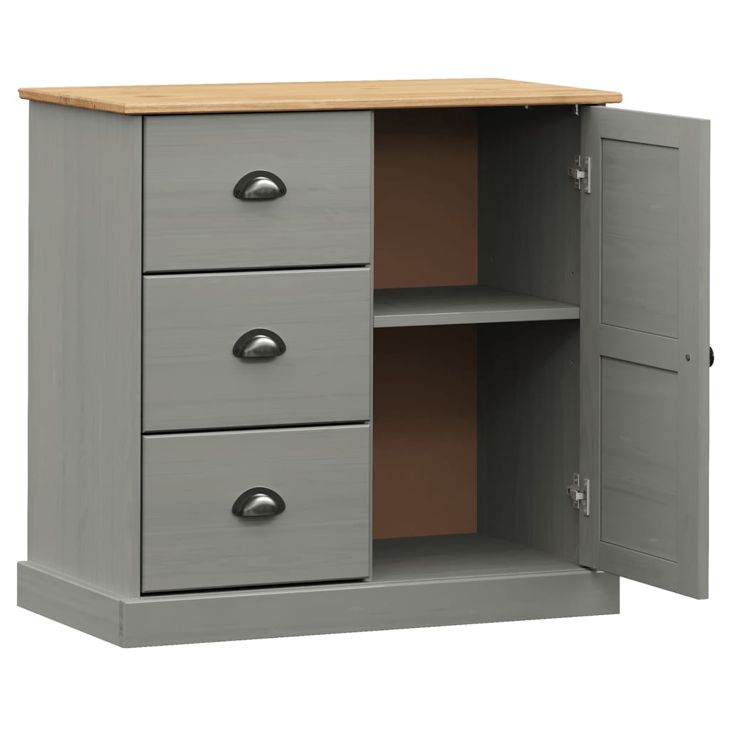 Buffet avec tiroirs VIGO 78x40x75 cm gris bois massif de pin