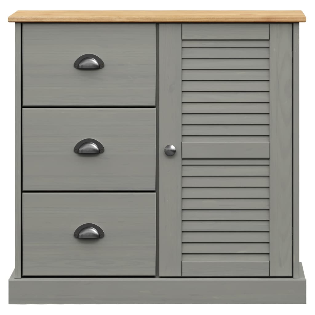 Buffet avec tiroirs VIGO 78x40x75 cm gris bois massif de pin