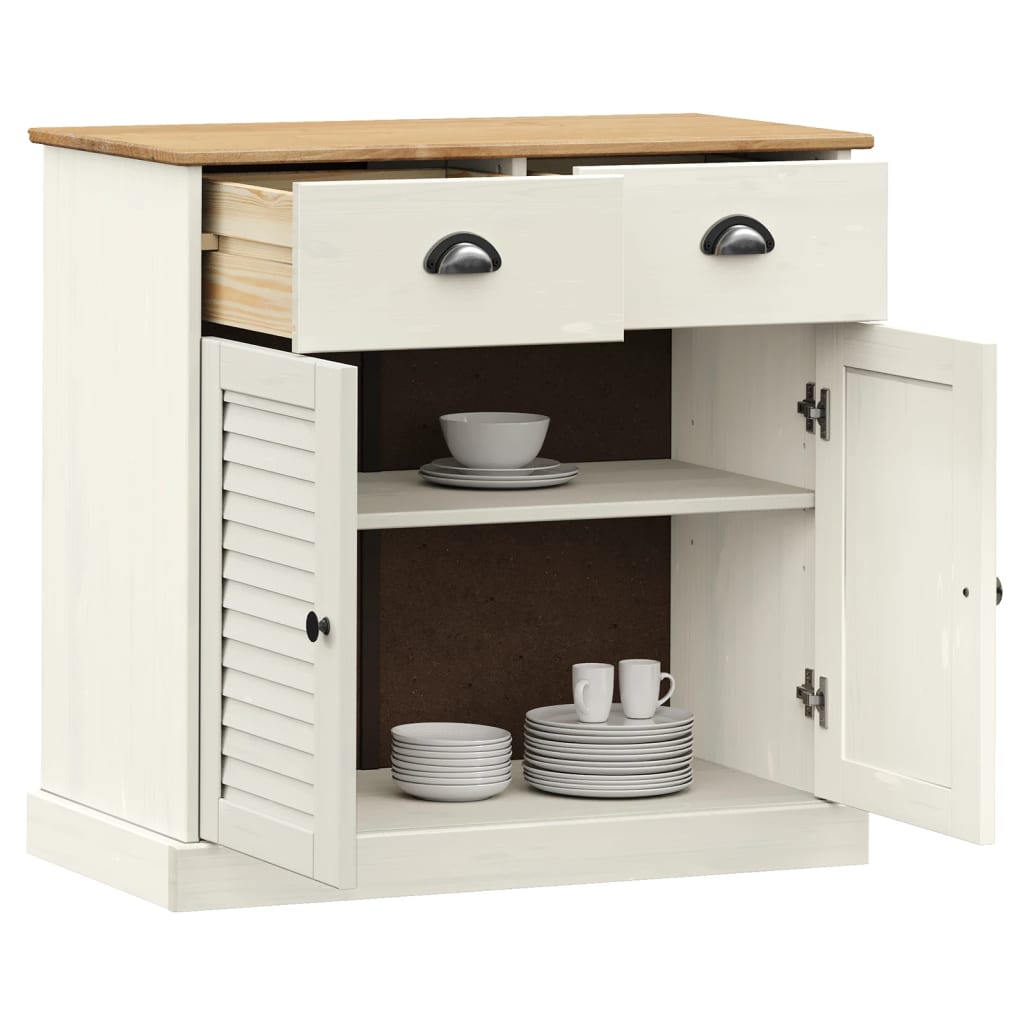 Buffet avec tiroirs VIGO 78x40x75 cm blanc bois massif de pin