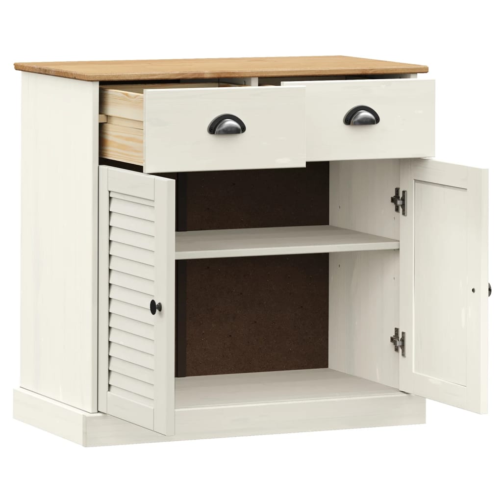 Buffet avec tiroirs VIGO 78x40x75 cm blanc bois massif de pin