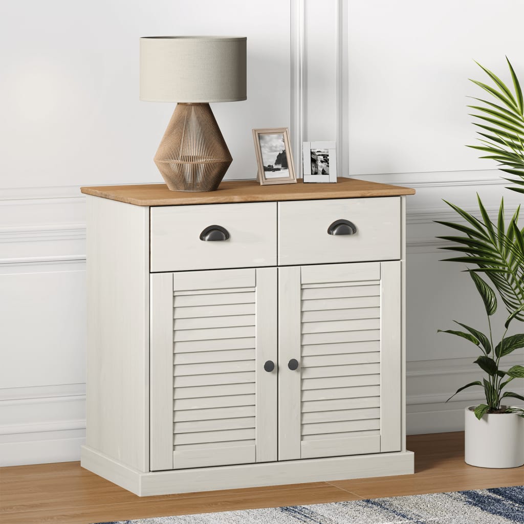 Buffet avec tiroirs VIGO 78x40x75 cm blanc bois massif de pin