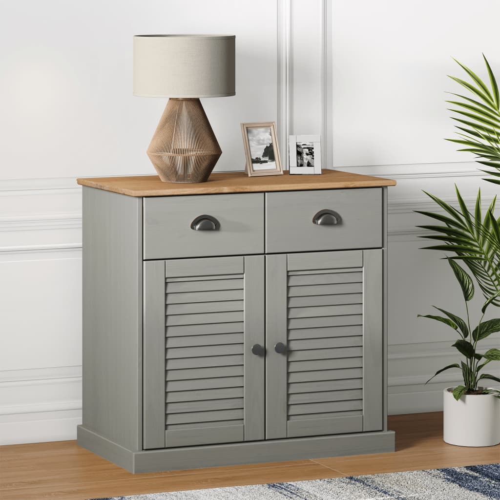 Buffet avec tiroirs VIGO 78x40x75 cm gris bois massif de pin