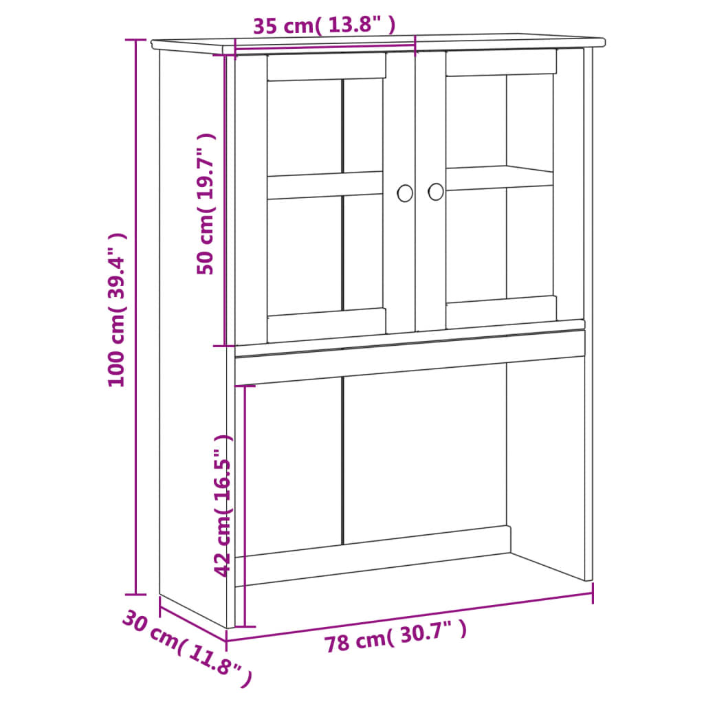 Dessus de commode VIGO blanc 78x30x100 cm bois massif de pin