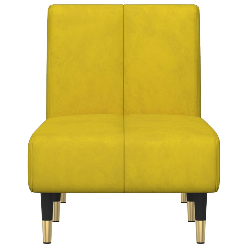 Chaise longue jaune velours