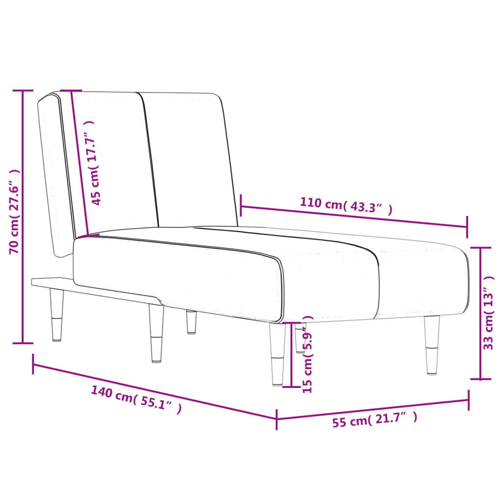 Chaise longue jaune velours