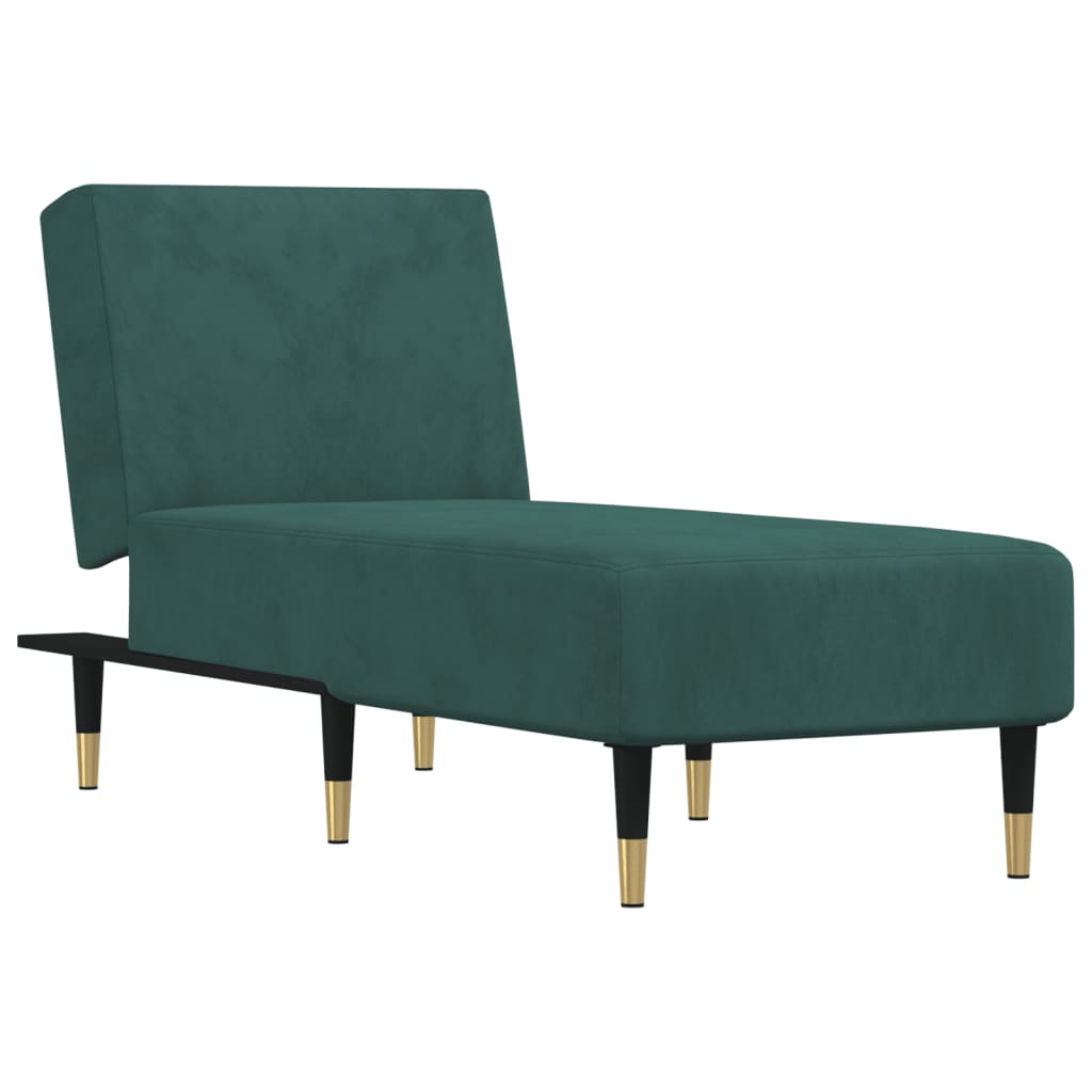 Chaise longue vert foncé velours