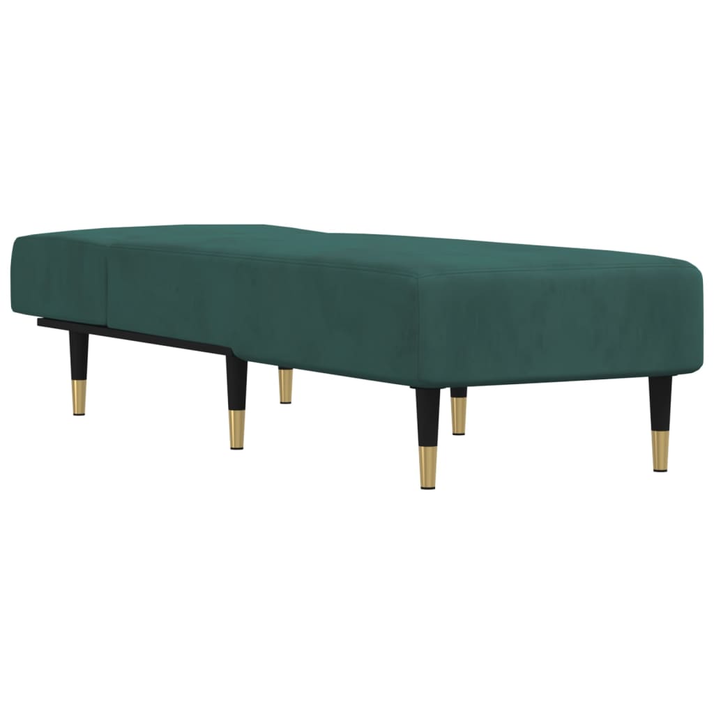 Chaise longue vert foncé velours