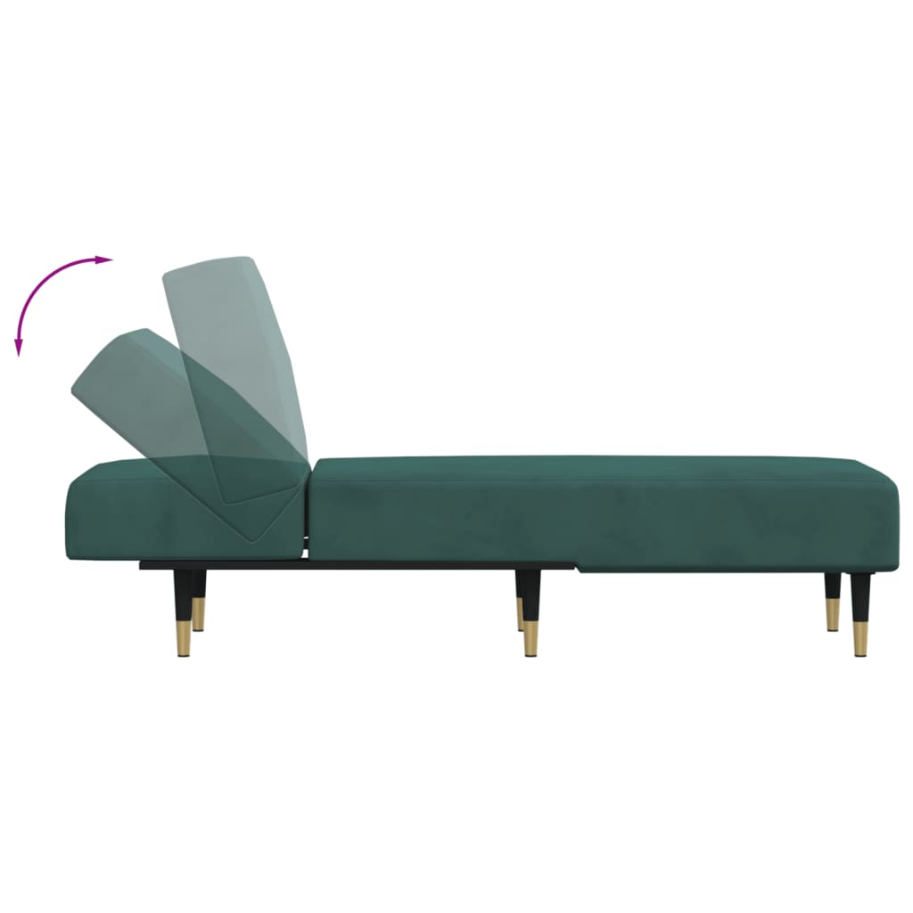 Chaise longue vert foncé velours