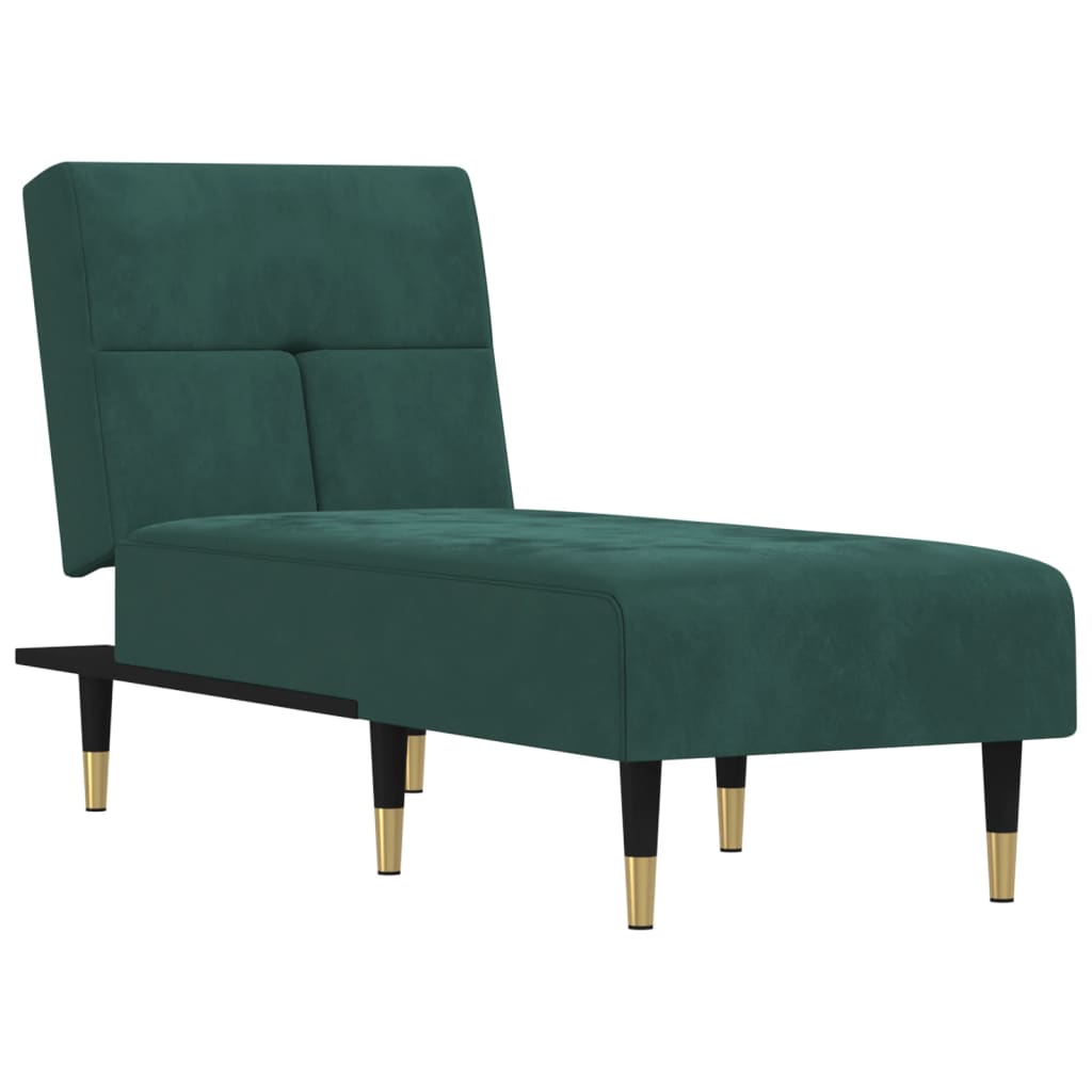 Chaise longue vert foncé velours