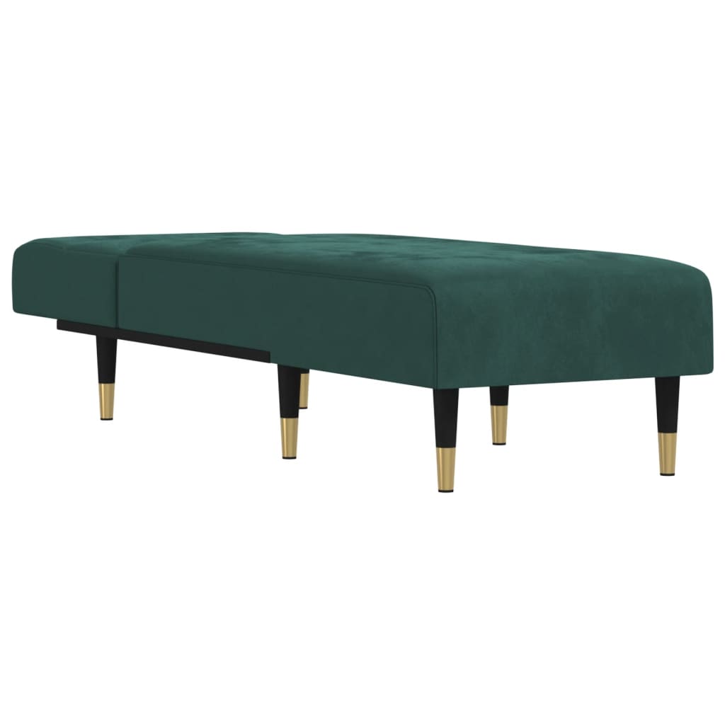 Chaise longue vert foncé velours