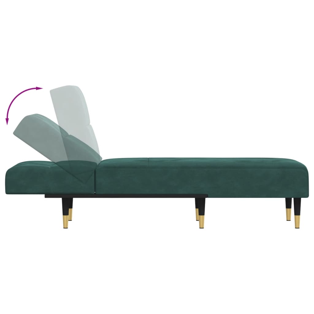 Chaise longue vert foncé velours