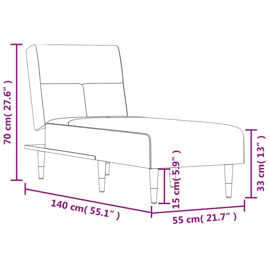 Chaise longue vert foncé velours