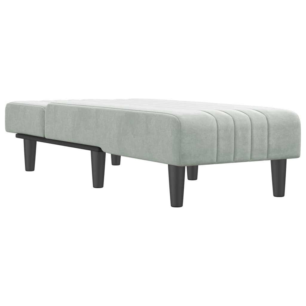 Chaise longue gris clair velours