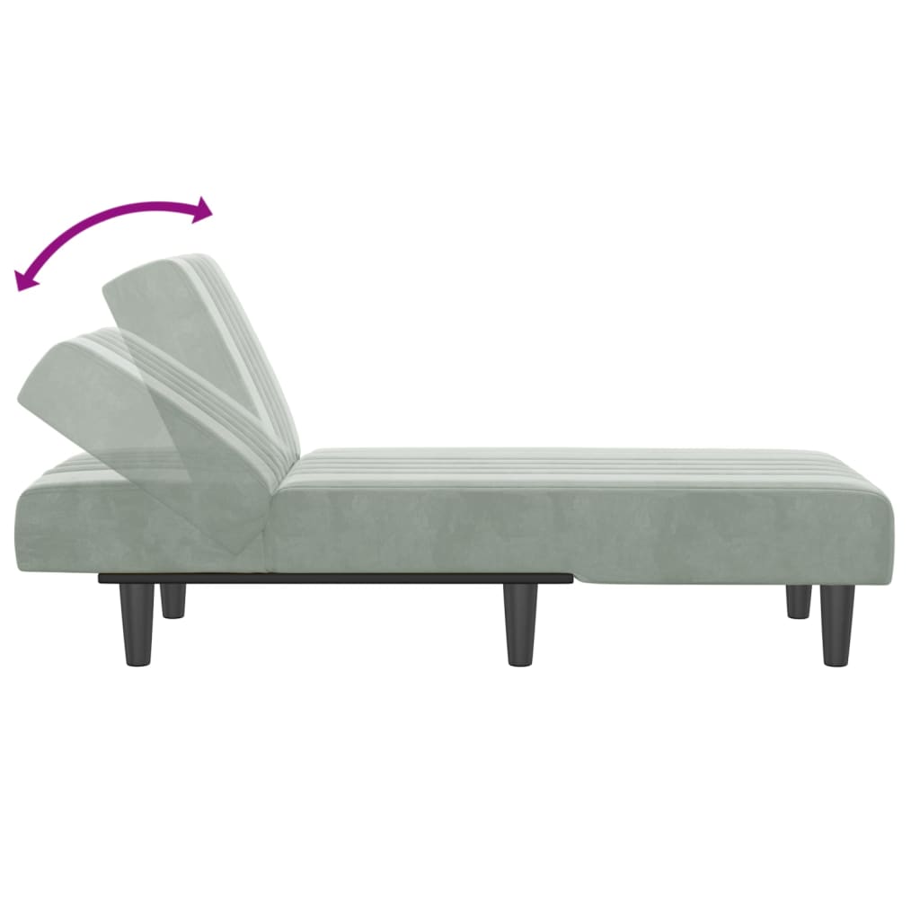 Chaise longue gris clair velours