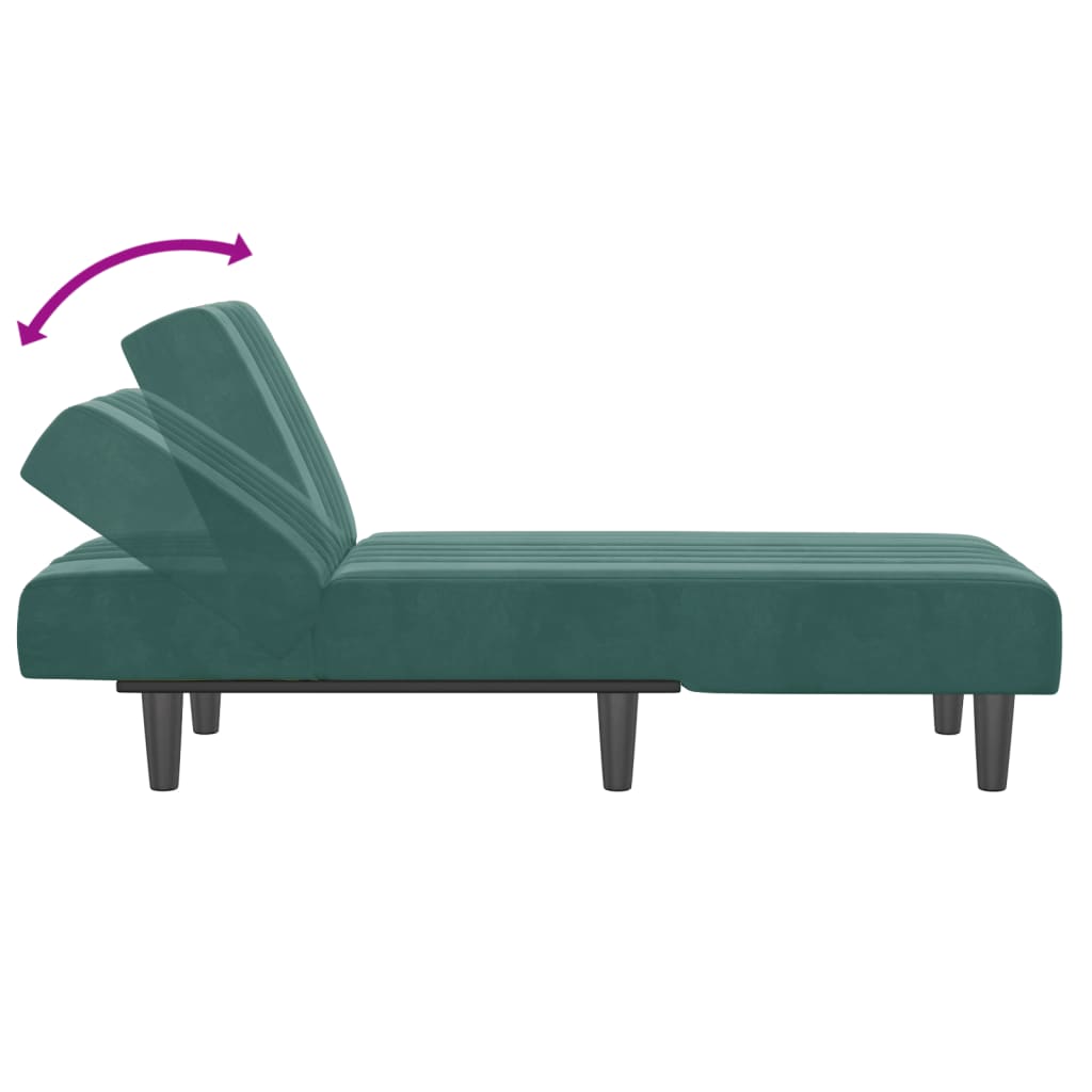 Chaise longue vert foncé velours