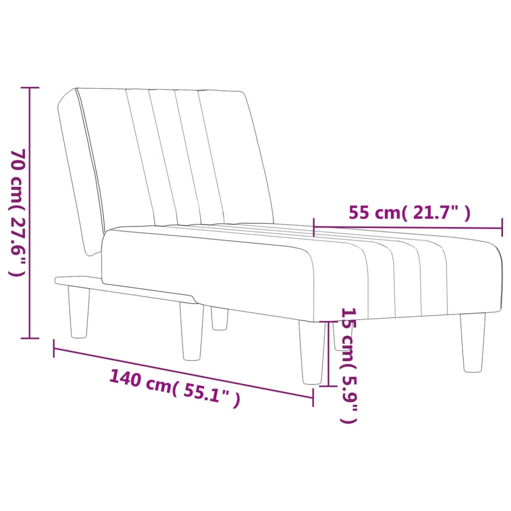 Chaise longue vert foncé velours