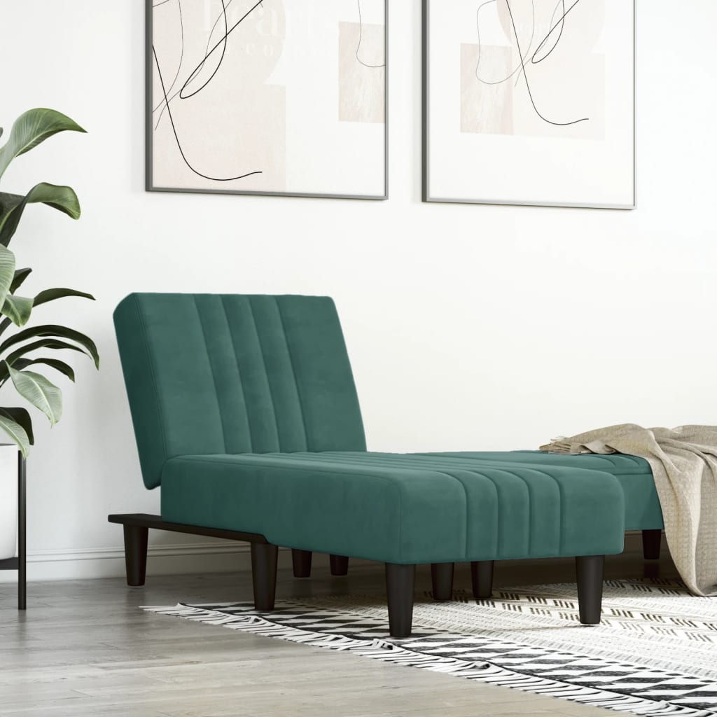 Chaise longue vert foncé velours