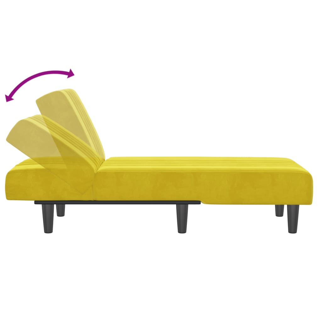 Chaise longue jaune velours