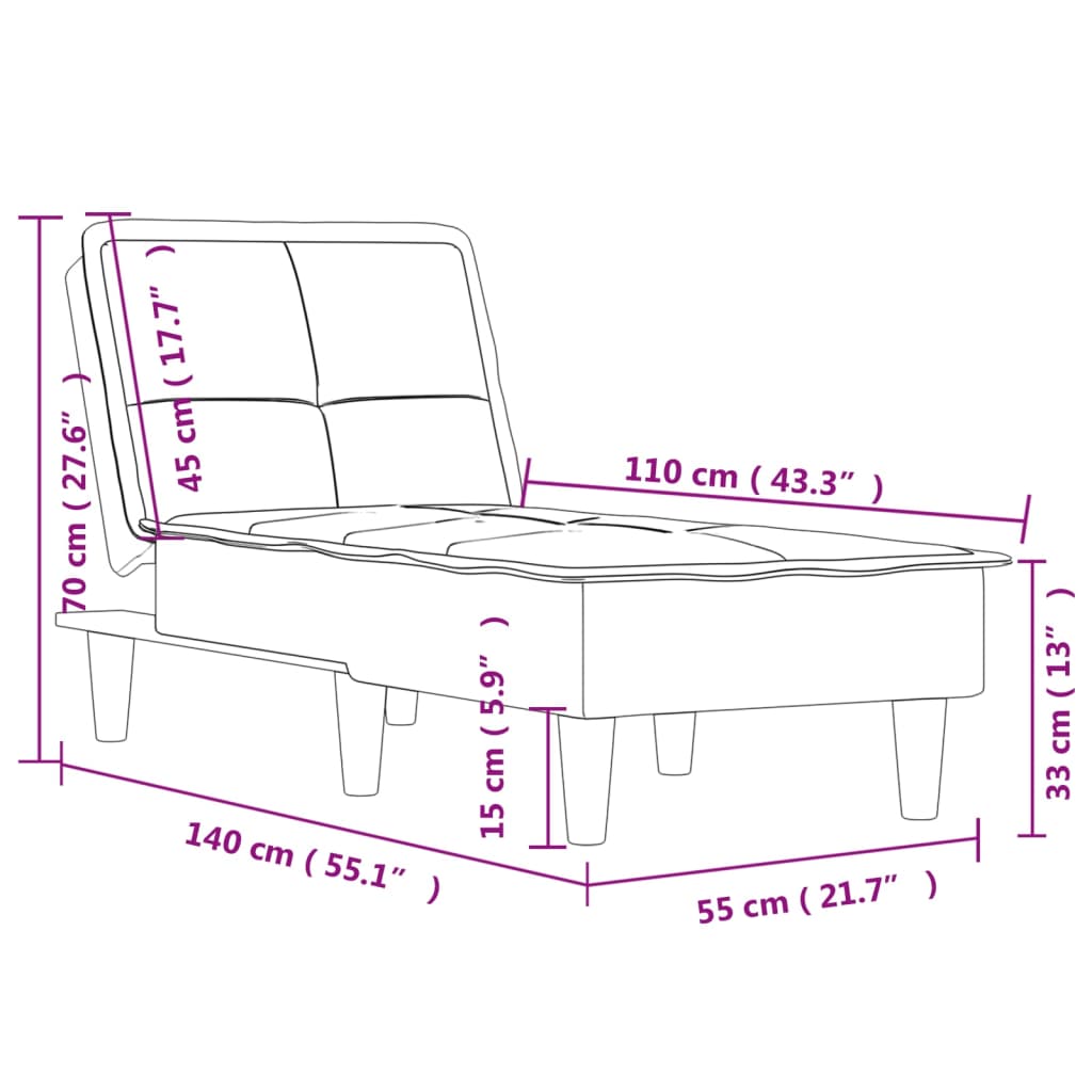 Chaise longue gris clair tissu