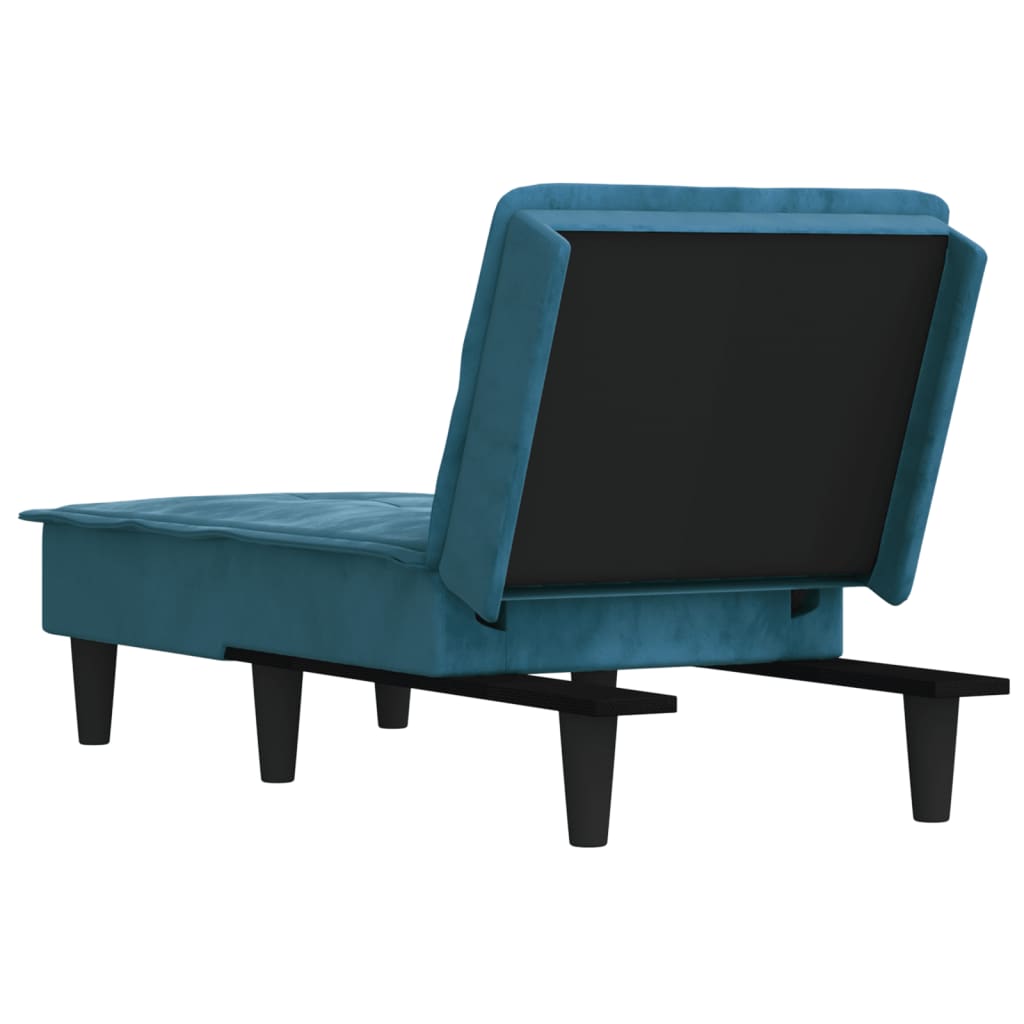 Chaise longue bleu velours