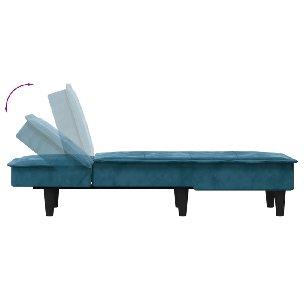 Chaise longue bleu velours