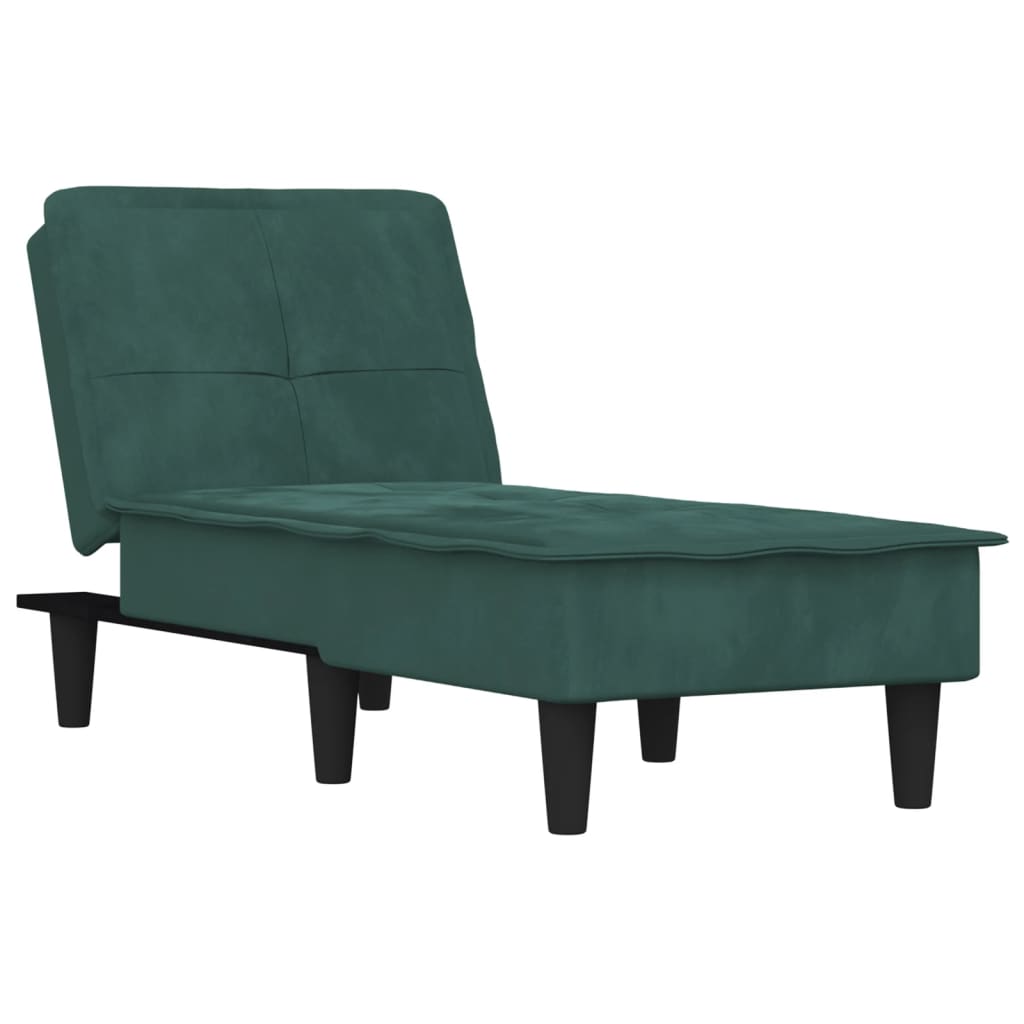 Chaise longue vert foncé velours