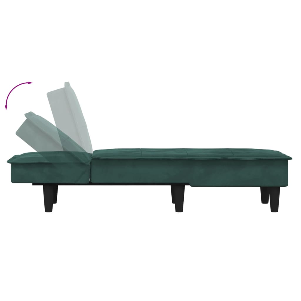 Chaise longue vert foncé velours