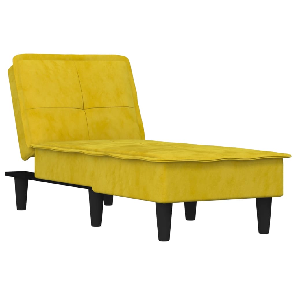 Chaise longue jaune velours