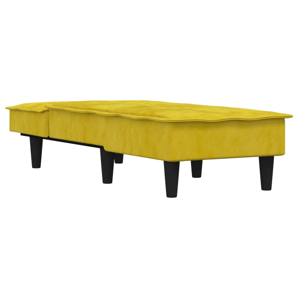 Chaise longue jaune velours