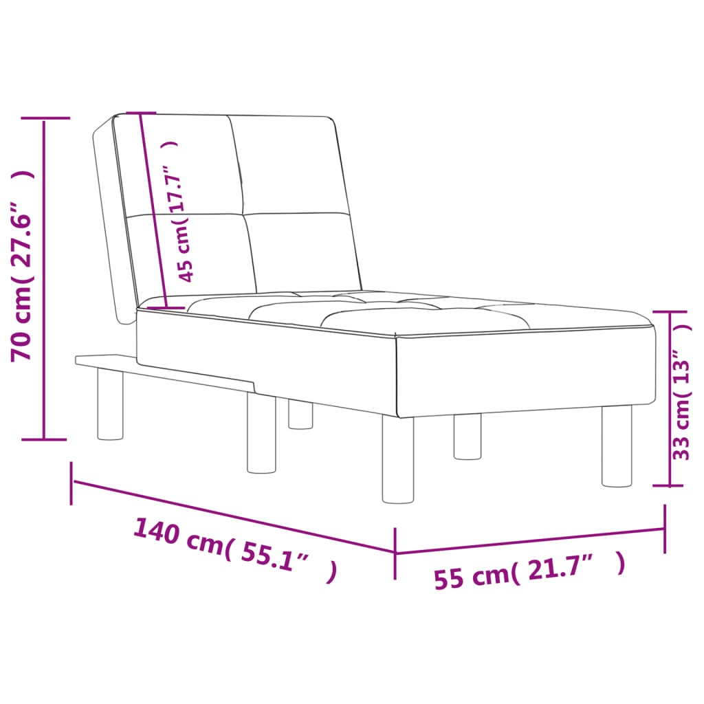 Chaise longue crème similicuir